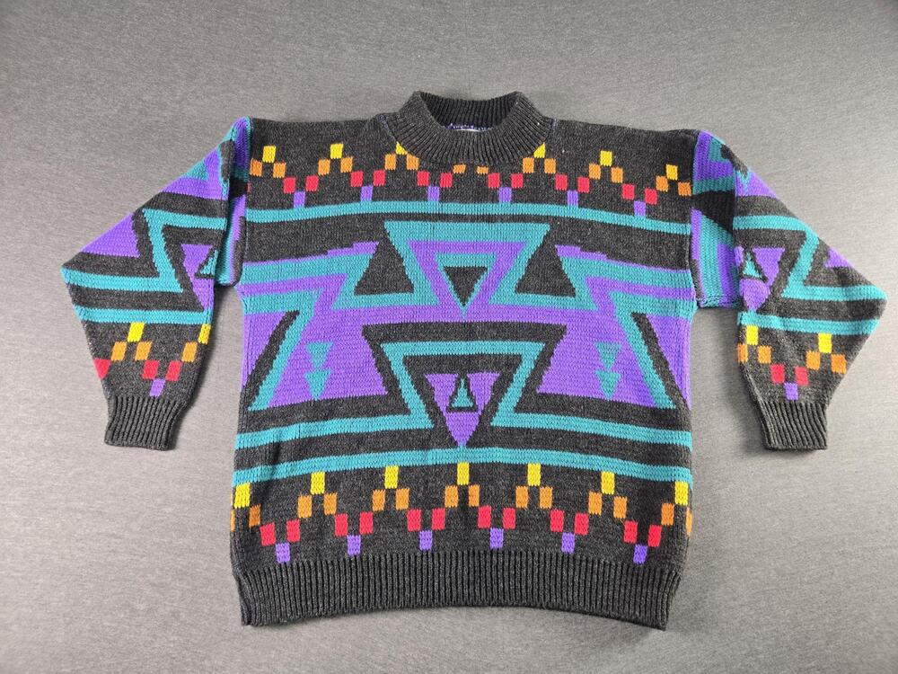 Vintage Arielle Sweater Womens Large Multicolor Aztec Geometric Pullover 80s